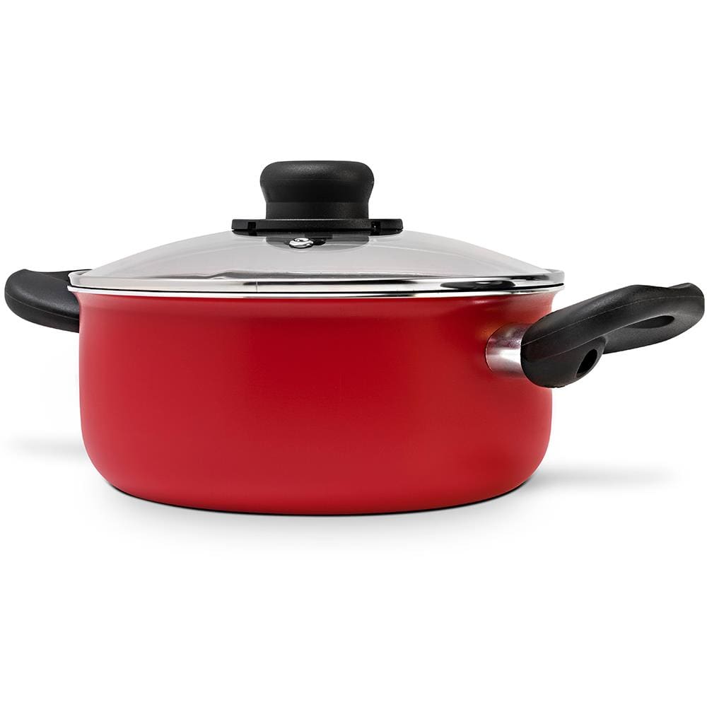 Caçarola Multiflon Páprika em Alumínio com Revestimento Antiaderente e Tampa de Vidro com Saída de Vapor Vermelha - 20 cm - CACAROLA 20 PAPRIKA VERMELHA MULTIFLON - 1