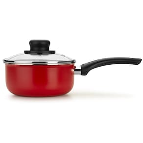 Panela Multiflon Páprika em Alumínio com Revestimento Antiaderente e Tampa de Vidro com Saída de Vapor 18 cm – Vermelha
