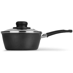 Panela Multiflon Essencial em Alumínio com Revestimento Interno Antiaderente e Tampa de Vidro com Saída de Vapor 18 cm – Grafite