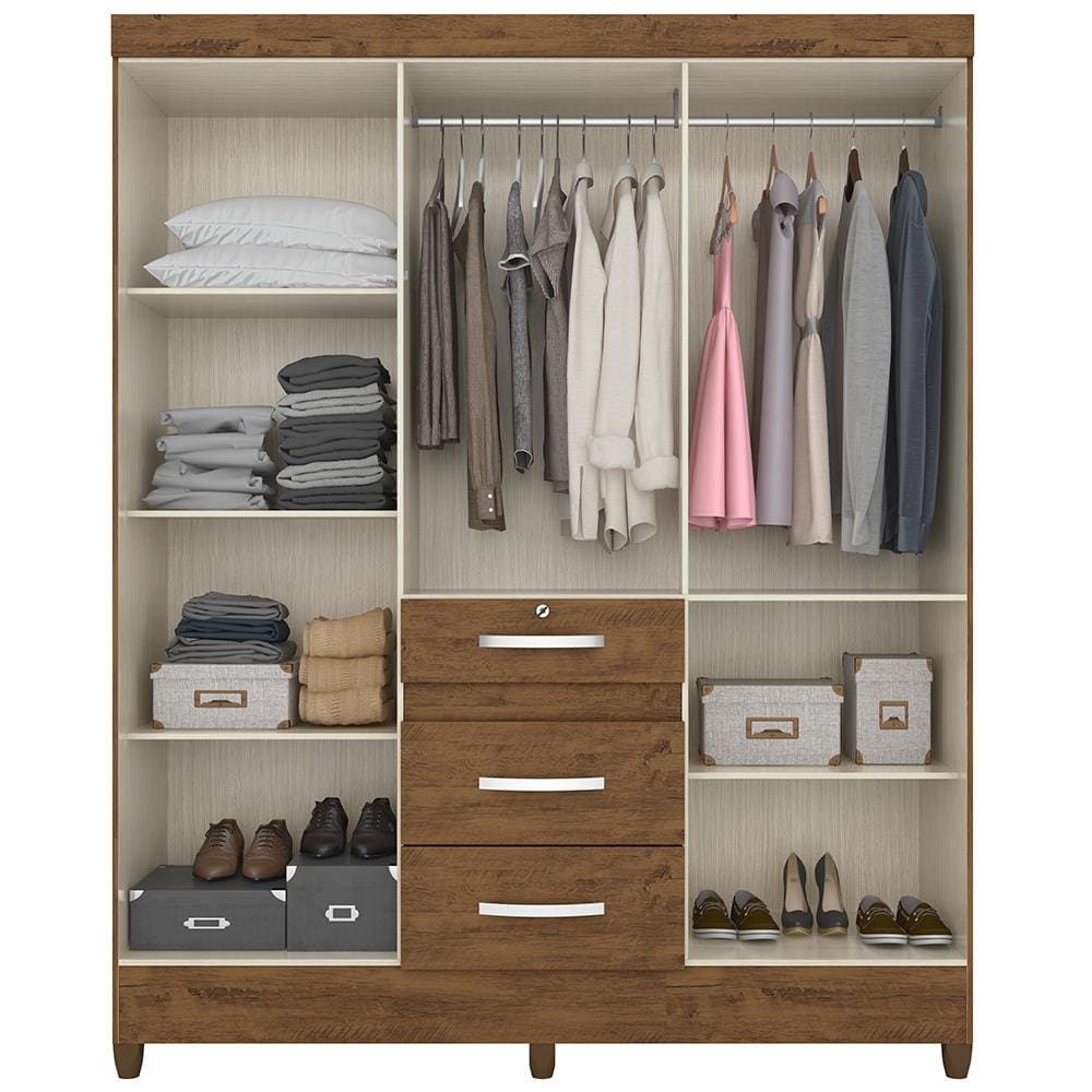 Guarda-Roupa Moval Itatiba com 6 Portas e 3 Gavetas - Castanho Wood - 2