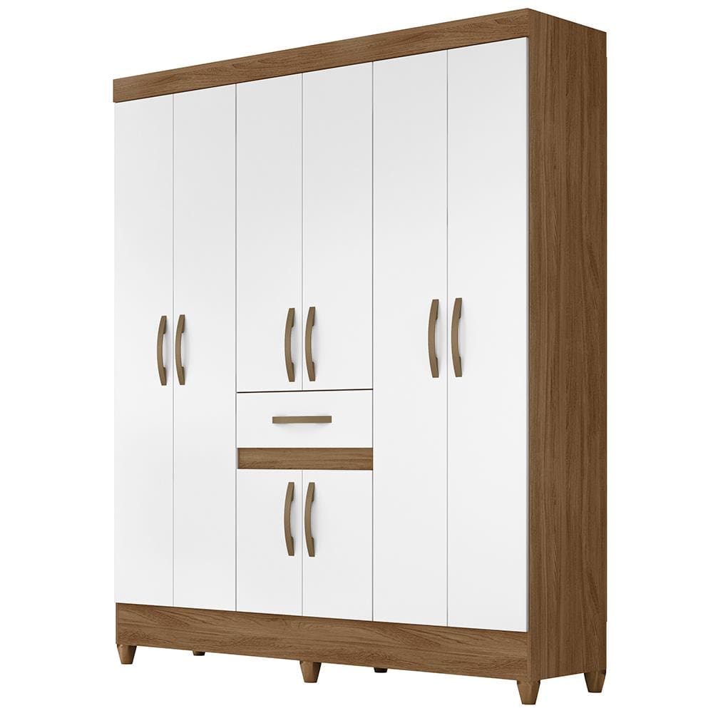 Guarda-Roupa Moval Portugal com 8 Portas e 1 Gaveta - Naturale/Branco - 1