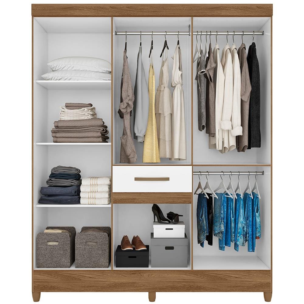 Guarda-Roupa Moval Portugal com 8 Portas e 1 Gaveta - Naturale/Branco - 2