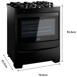 Fogão Consul 5 Bocas CFS5VAE com Mesa de Vidro e Acendimento Automático Bivolt – Preto