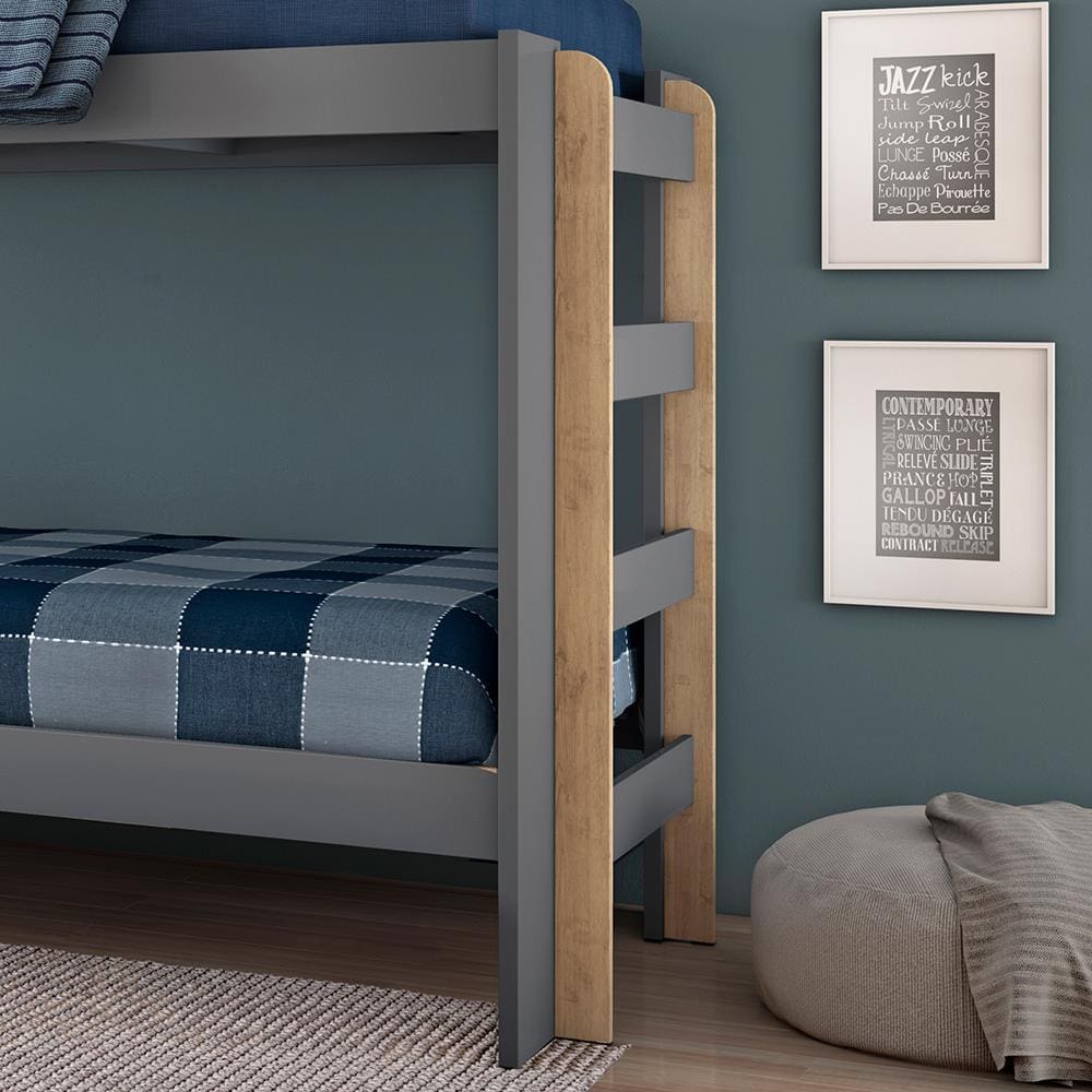 Beliche Conquista Lucca com Escada e Prateleira - BELICHE CONQUISTA LUCCA CHUMBO FOS/AMENDOA FOS. - 2