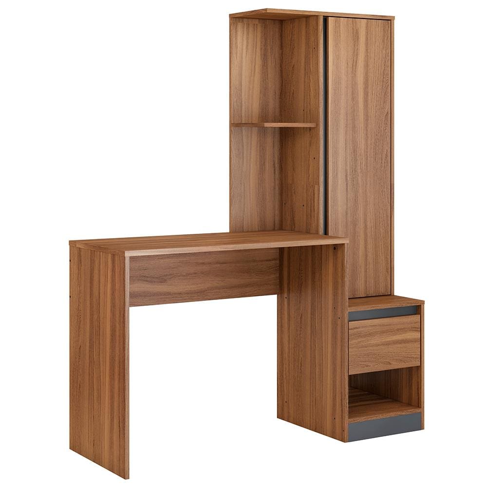 Escrivaninha com Armário Demóbile Office Morada com 1 Porta, 1 Gaveta e 3 Nichos - Amendola/Grafite - 1