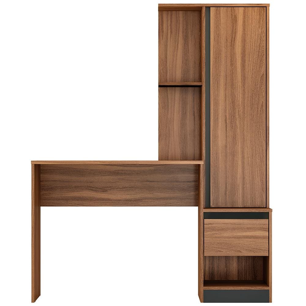 Escrivaninha com Armário Demóbile Office Morada com 1 Porta, 1 Gaveta e 3 Nichos - Amendola/Grafite - 2