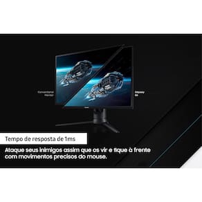 Monitor Gamer Samsung Odyssey 24", FHD, 144 Hz, 1ms, com ajuste de altura, HDMI, DP, VGA, Freesync, Preto, Série G3