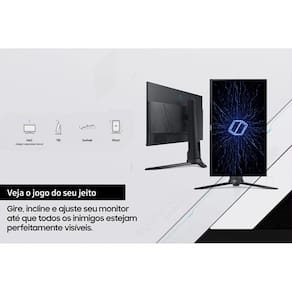 Monitor Gamer Samsung Odyssey 24", FHD, 144 Hz, 1ms, com ajuste de altura, HDMI, DP, VGA, Freesync, Preto, Série G3
