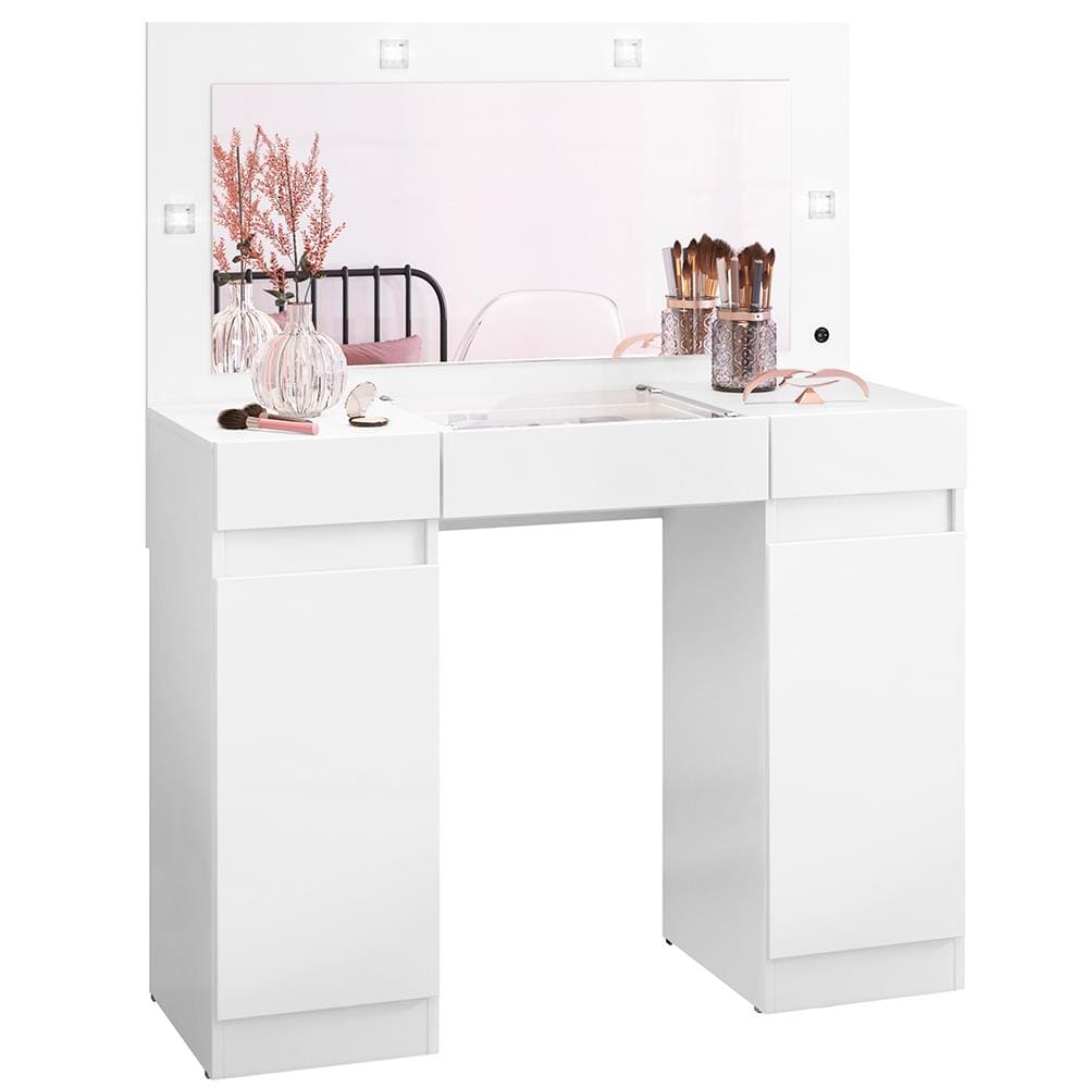 Camarim Palumóveis Studio com 2 Portas, 3 Gavetas e Espelho - CAMARIM PALUMOVEIS STUDIO BRANCO. - 1