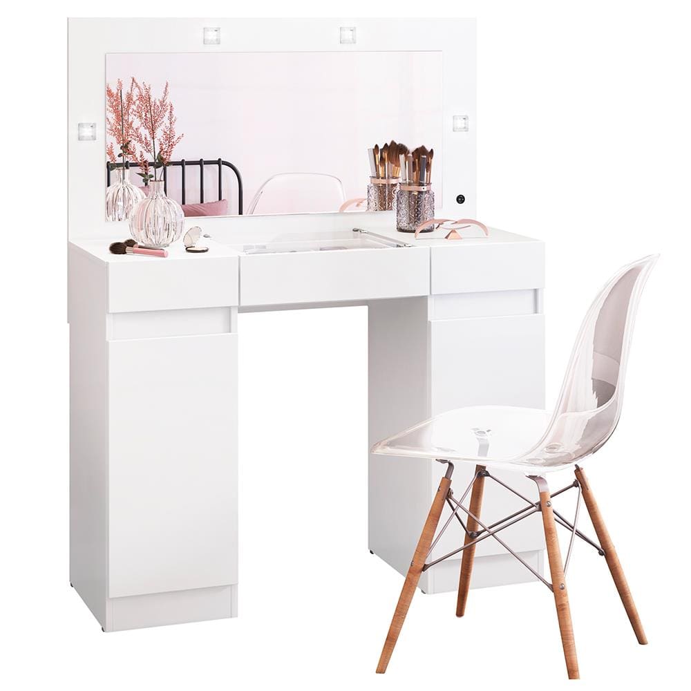 Camarim Palumóveis Studio com 2 Portas, 3 Gavetas e Espelho - CAMARIM PALUMOVEIS STUDIO BRANCO. - 3