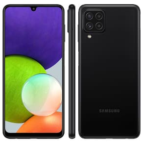Smartphone Samsung Galaxy A22 Preto 128GB, 4GB RAM, Câmera Quádrupla Traseira, Tela Infinita de 6.4", Bateria de 5000mAh, Dual Chip e Octa Core