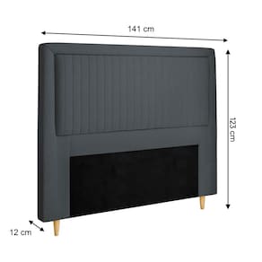 Cabeceira para Cama Casal Dobuê Berlim em Tecido Velopus - Grafite - 3