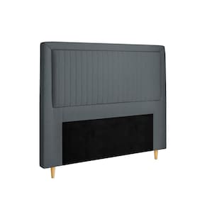 Cabeceira para Cama Casal Dobuê Berlim em Tecido Velopus - Grafite - 2