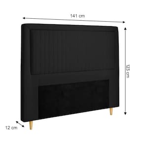 Cabeceira para Cama Casal Dobuê Berlim em Tecido Velopus - Preto - 3