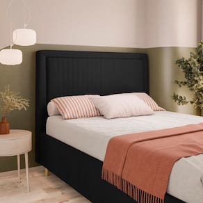 Cabeceira para Cama Casal Dobuê Berlim em Tecido Velopus - Preto - 1