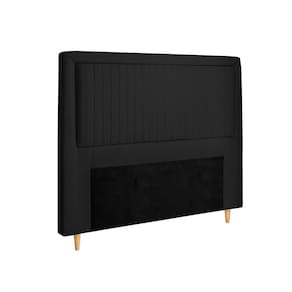 Cabeceira para Cama Casal Dobuê Berlim em Tecido Velopus - Preto - 2