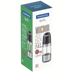 Moedor para Sal ou Pimenta Tramontina Realce em Aço Inox, Acrílico e ABS – Inox/Transparente/Preto