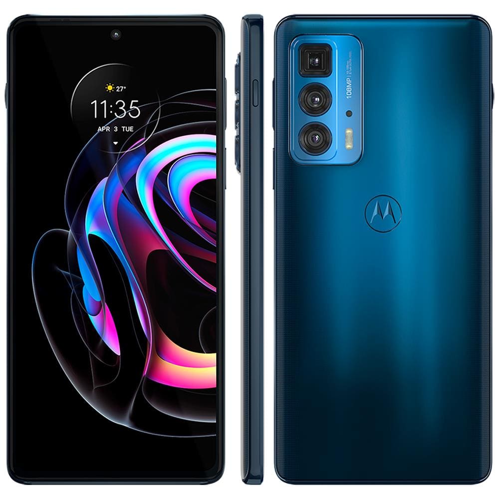 Smartphone Motorola Edge 20 Pro 5G Azul 256GB, 12GB RAM, Tela de 6.7”, Câmera Traseira Tripla, Android 11 e Processador Snapdragon 870 Octa Core