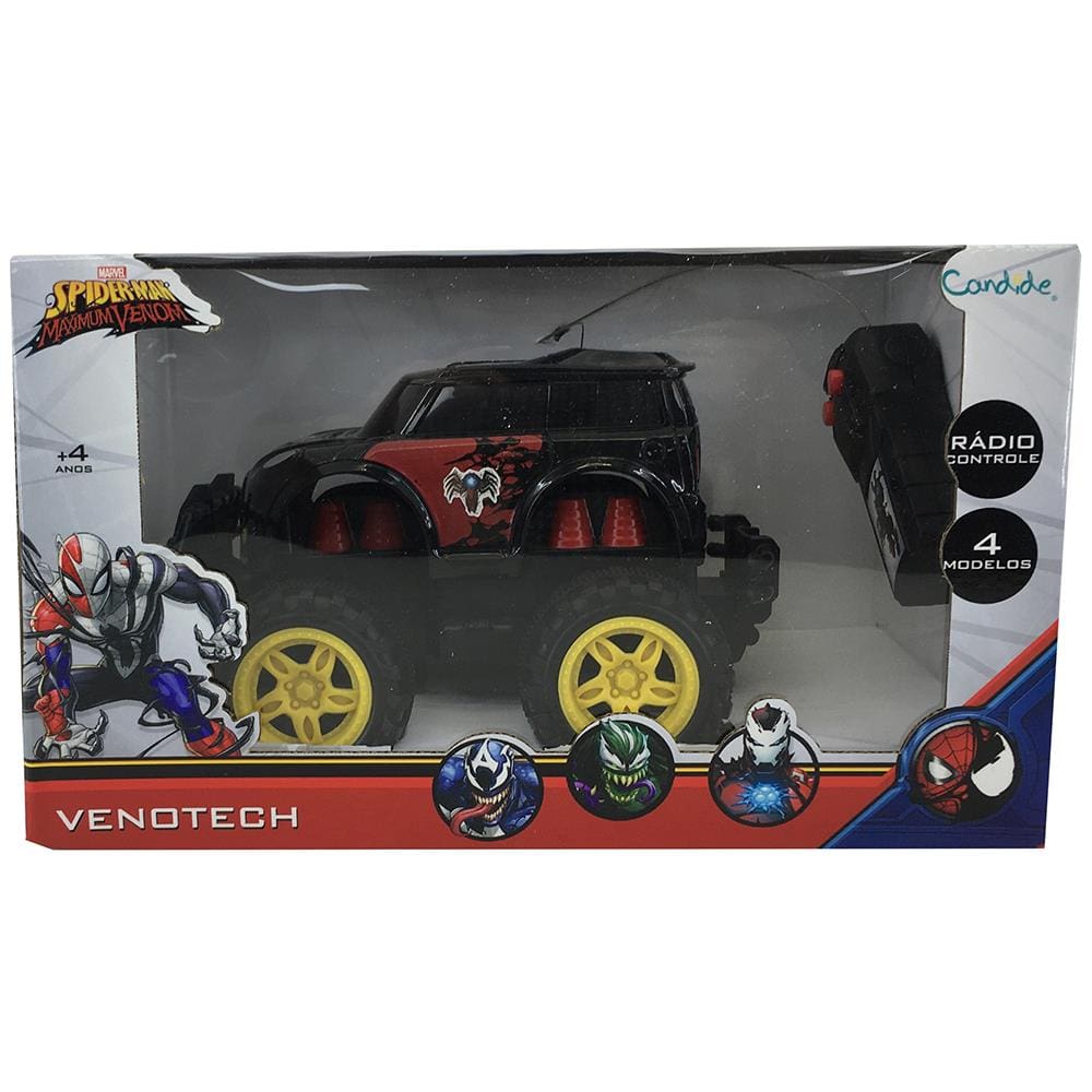 Carrinho de Controle Remoto - Marvel - Homem Aranha - Venotech - 3 Funções  - Candide