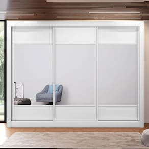 Guarda-Roupa Casal Mademarques Malibu com Espelho, 3 Portas, 6 Gavetas e 9 Prateleiras