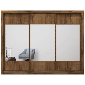 Guarda-Roupa Casal Mademarques Malibu com Espelho, 3 Portas, 6 Gavetas e 9 Prateleiras