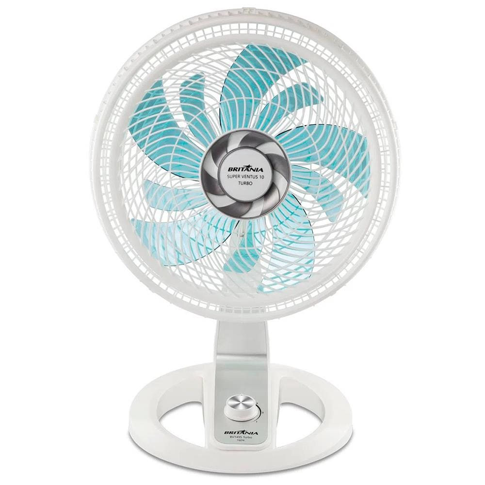 Ventilador de Mesa e Parede 40cm Britânia Super Ventus 10 Turbo BVT495BA 10 Pás 3 Velocidades Branco - 220V