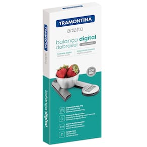 Balança Digital Dobrável para Cozinha Tramontina Adatto 5kg em Aço Inox