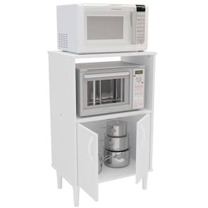 Armário para Micro-ondas Politorno Móveis 1 Nicho 2 Portas de Bater MDP - 58cm de Largura - Branco - 2