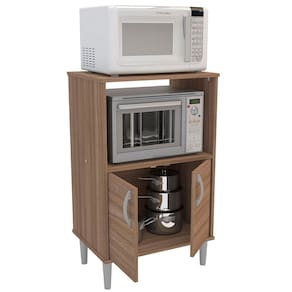 Armário para Micro-ondas Politorno Móveis 1 Nicho 2 Portas de Bater MDP - 58cm de Largura - Carvalho - 3