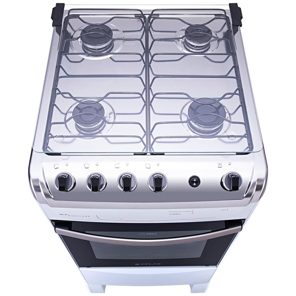 Fogão Atlas 4 Bocas New Fastcook com Mesa de Inox e Trempe Dupla Bivolt – Branco - 3