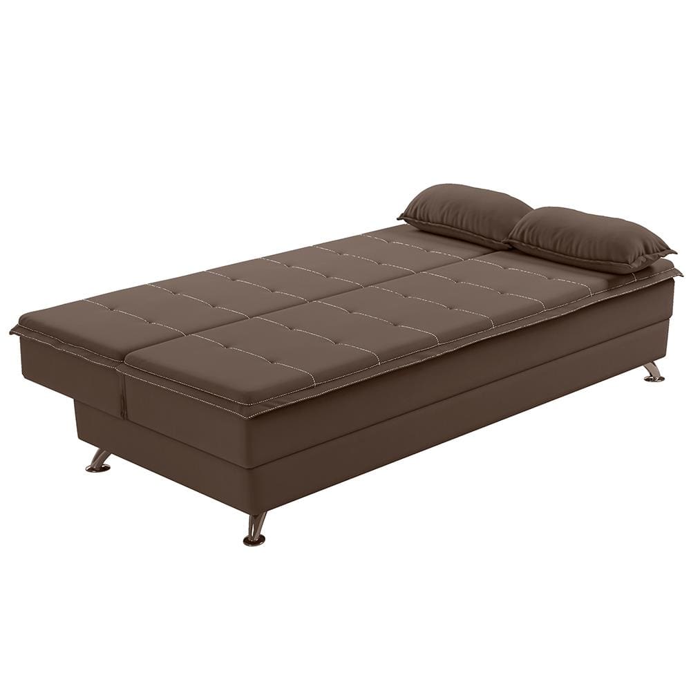 Sofá-cama Besthouse Malu Suede Veludo com Pés de Alumínio 190cm de Largura - Marrom - 1