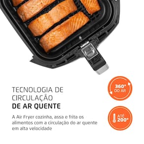 Fritadeira Elétrica Sem Óleo Air Fryer Mondial AFN40BI Family Inox 4L - Preta/Inox