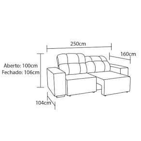 Sofá 4 Lugares Besthouse Fofão com Assento Retrátil e Encosto Reclinável em Revestimento Veludo Slim 250 cm de largura - Chumbo - 3