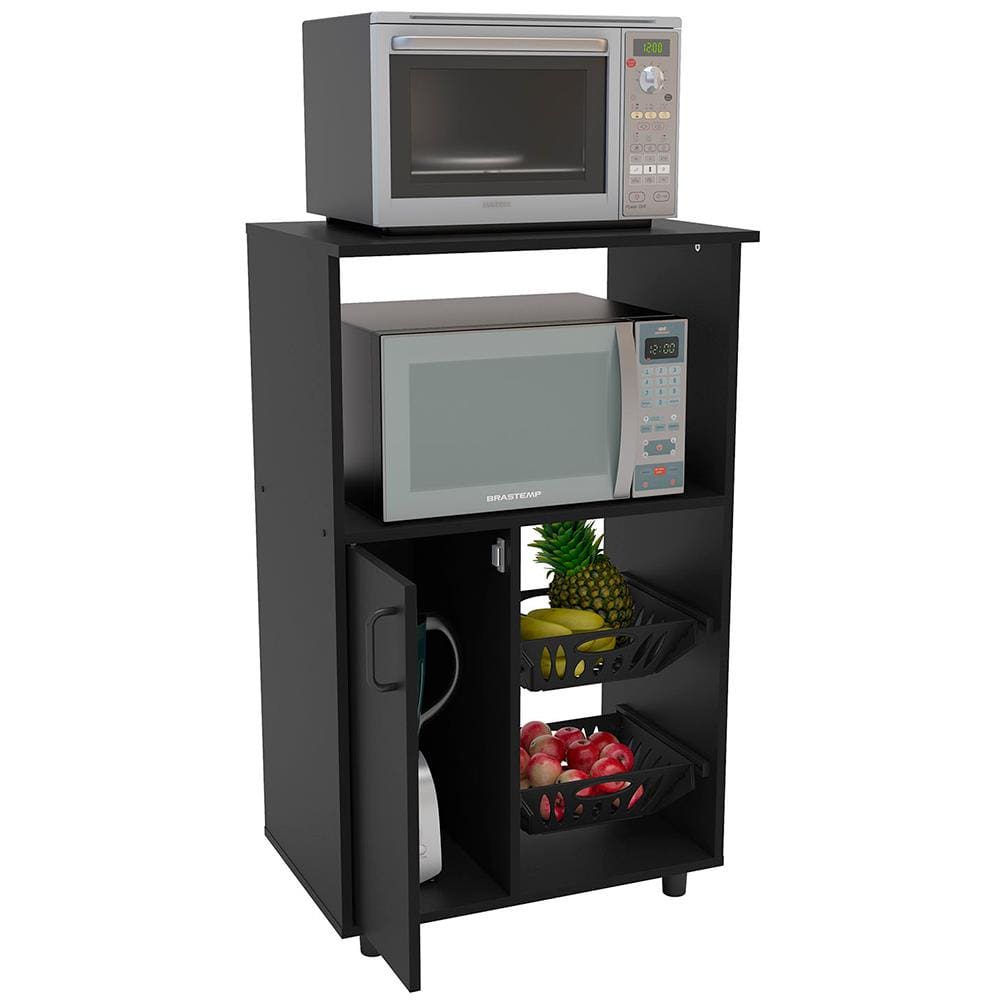 Fruteira Politorno Micro Facility com 1 Porta e 2 Cestas - Preto - 1