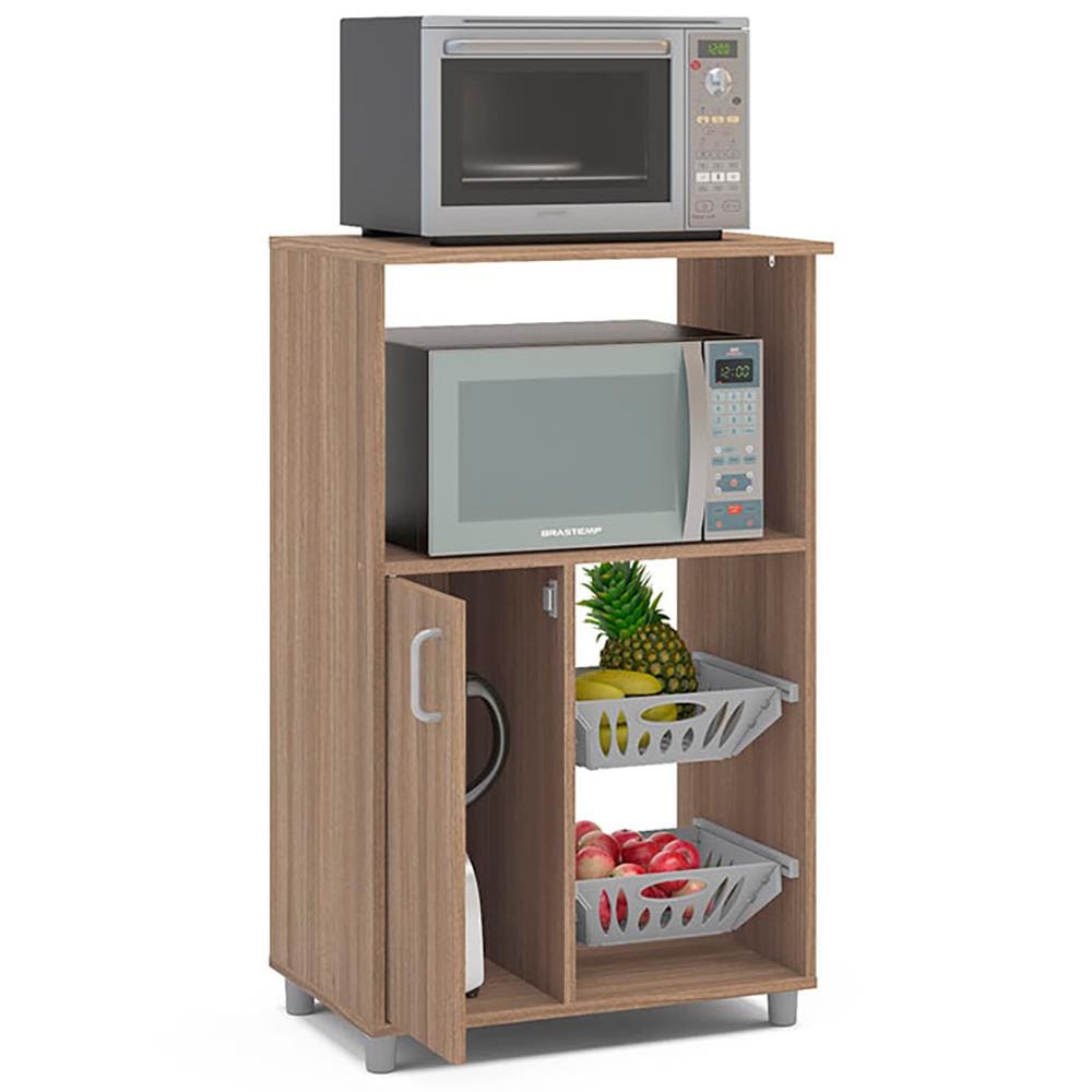 Fruteira Politorno Micro Facility com 1 Porta e 2 Cestas - Castanho - 1