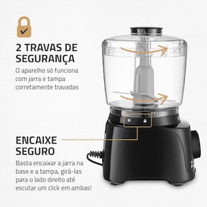 Mini Processador de Alimentos Mondial Turbo Pratic MP-16 300W - Preto