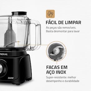Mini Processador de Alimentos Mondial Turbo Pratic MP-16 300W - Preto