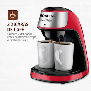 Cafeteira Elétrica Mondial Smart Coffee C-42 com 2 Xícaras - Vermelha - 110v - 1