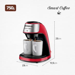 Cafeteira Elétrica Mondial Smart Coffee C-42 com 2 Xícaras - Vermelha