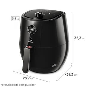 Fritadeira Elétrica Sem Óleo Air Fryer Electrolux EAF10 Efficient por Rita Lobo com 3,2L - Preta