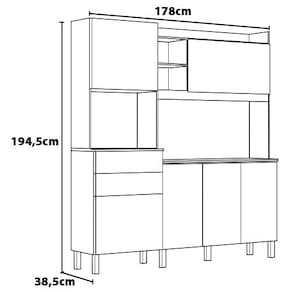 Cozinha Compacta Demóbile Savoy com 6 Portas, 2 Gavetas e 2 Prateleiras - 178cm de largura