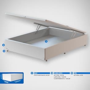 Base Box para Colchão Viúva Probel com Baú Universal 34x128x188cm