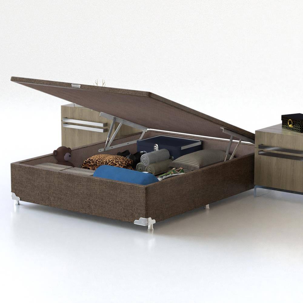 Base Box para Colchão Viúva Probel com Baú Universal 34x128x188cm - Marrom - 2