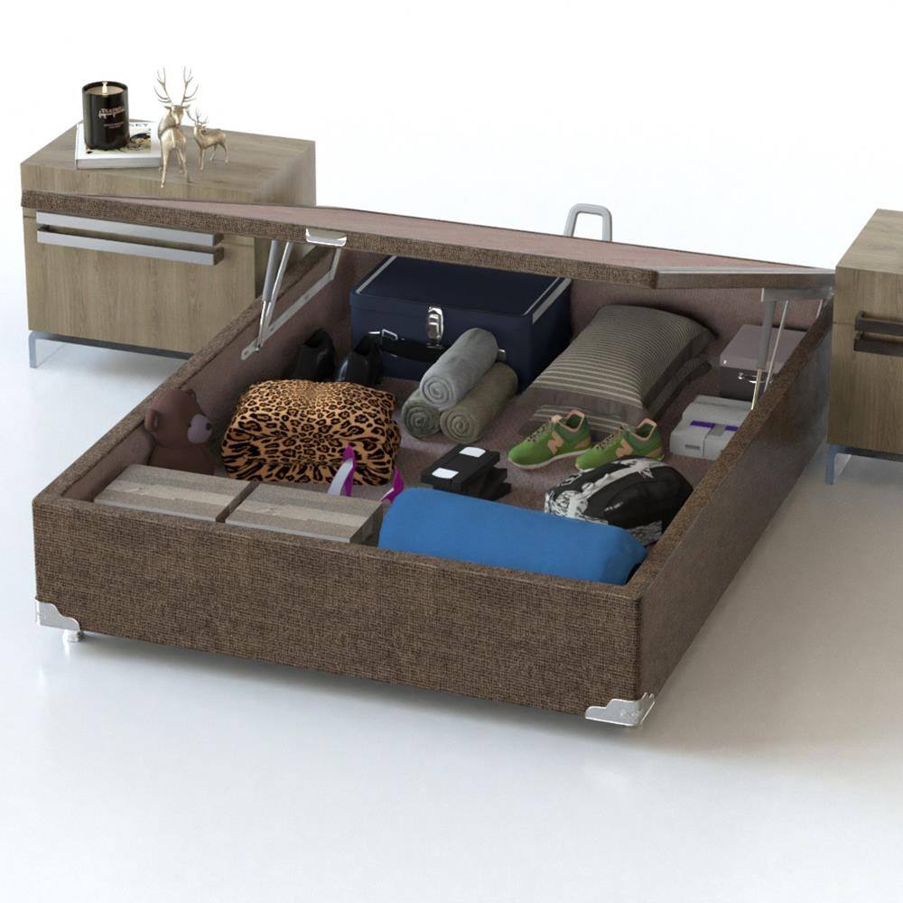 Base Box para Colchão Viúva Probel com Baú Universal 34x128x188cm - Marrom - 3