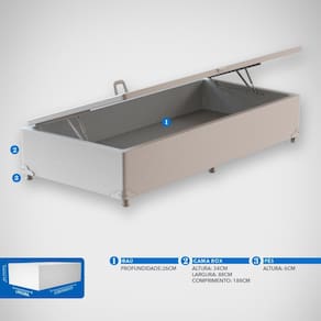 Base Box para Colchão de Solteiro Probel com Baú Universal 34x88x188cm