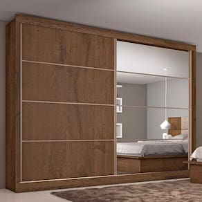 Guarda-Roupa Casal Mademarques Sevilha Flex com 228 cm Largura, 2 Portas, 6 Gavetas, 10 Prateleiras e Espelho
