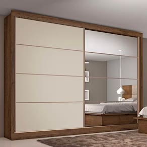 Guarda-Roupa Casal Mademarques Sevilha Flex com 228 cm Largura, 2 Portas, 6 Gavetas, 10 Prateleiras e Espelho