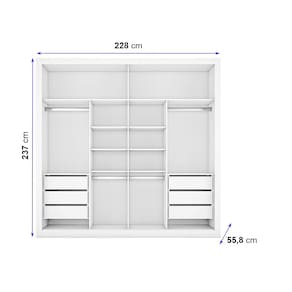 Guarda-Roupa Casal Mademarques Sevilha Flex com 228 cm Largura, 2 Portas, 6 Gavetas, 10 Prateleiras e Espelho