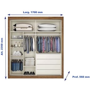 Guarda-Roupa Móveis Europa Zurique Flex com 2 Portas de Correr e 4 Gavetas - 170cm de largura