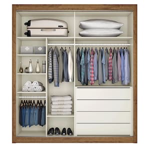 Guarda-Roupa Móveis Europa Zurique Flex com 2 Portas de Correr e 4 Gavetas - 170cm de largura